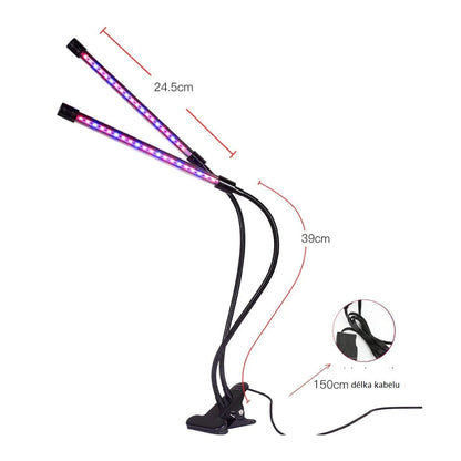 LED lampička s klipem pro pěstování rostlin